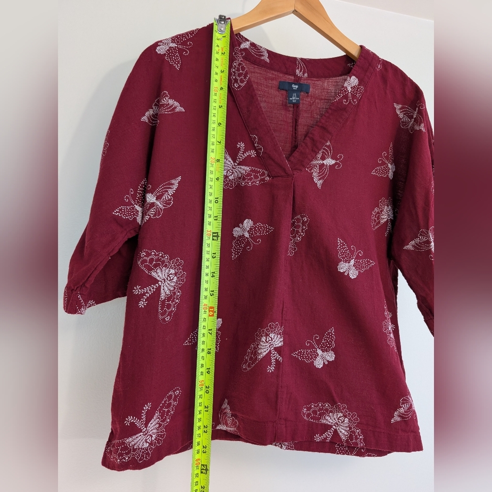 Linen-Style Butterfly Print Top - Picture 2 of 3